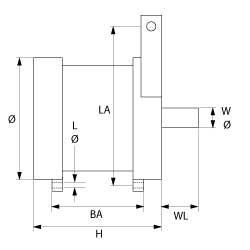 Motor 230V 140W -faser 1 LA 160mm Ø 122mm H 105mm hål Ø 6mm BA 80mm Typ C71/50 50Hz Kondensator 8μF