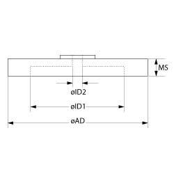 Fläns mässing ut Ø 60mm materialstyrka 3mm för fläktmotor inner-Ø 1 30mm ing.-Ø 2 20mmm