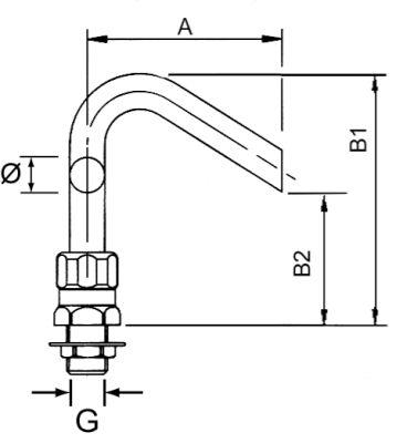 Inloppsrörrör Ø 20 mm överhäng 90mm Total höjd 175 mm utgångshöjd 135mm