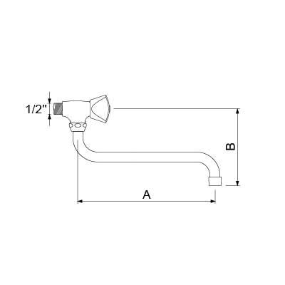 Swivel Faucet GeV Classic Fat Chamber Expiry Length 200mm Connection 1/2 