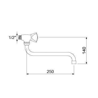 Swivel Faucet GeV Classic Fat Chamber Overlay Expiration Length 250mm Connection 1/2 