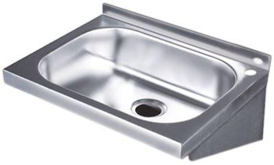 Handtvätt B 400mm D 320mm rostfritt stål H 180mm hål Ø 22mm tvätt 340x250x100mm