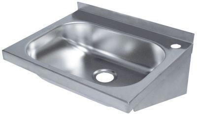 Handtvätt B 400mm D 320mm rostfritt stål H 180mm hål Ø 35mm tvätt 340x250x100mm