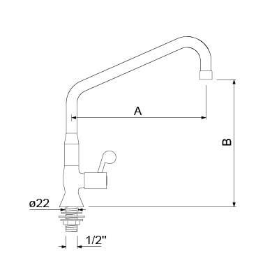 Water Tap eller Table GeV Premium armatur keramisk topputgångslängd 250 mm anslutning 1/2 
