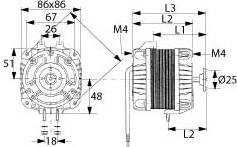 Falaato Motor 25W 230V 1300/1550o/min Rent SkjutLageer L1 88mm L2 69mm L3 118mm