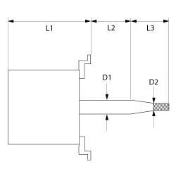 Falato Motor L1 130mm L2 18mm L3 23mm D1 Ø 8mm D2 Ø 7mm Fasting Wind M6R AG