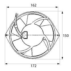 Axial Ventilator 230VAC 42W L 172mm B 150mm H 55mm hyreskuluthyrning Kabelmetall