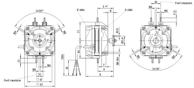 FALATO MOTOR EBM-PAPST 5W 230V 1300/1550o/min Rent skjutning av kabellängd 1500mm M4Q045-BD01-75