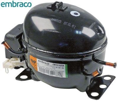 Kompressor köldmedium R404A/R507 Typ EMT6152GK 1/5HP Stroke Volym 45 cm³ CSIR 220-240V H 166mm