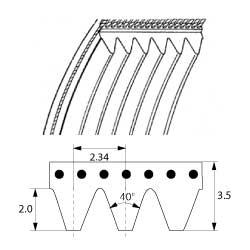 V -BELT MED RIBS CODE V690J37 L 1752MM B 87MM RIBER 37 DISTRIATION 15 194 Profile J