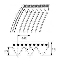 V -BELT MED RIBS L 483mm B 24mm Ribs 10 Profile TB2.34