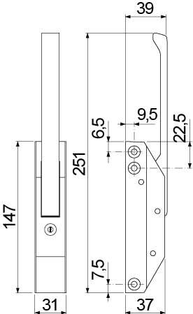Lås Förkromat stål L 254mm BA 116mm låsbar