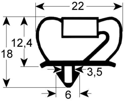 Packningar för cool profil 9237 B 698mm L 1920mm Stick Dimensions Grey 3 sidor (kort sida öppen)
