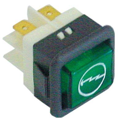 Signallampplock -up -dimensioner 27.8x25mm 230V Grön anslutning Flat Sticks 6.3 mm